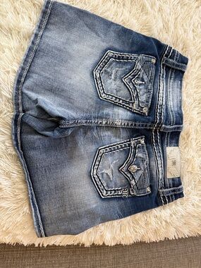 Wallflower Faded Blue Denim Shorts